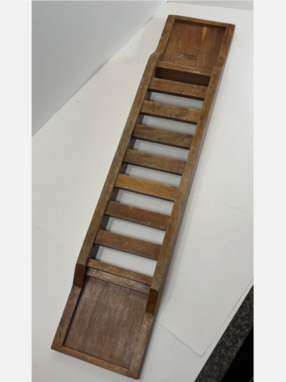 Anthropologie Wood Bath Caddy- Marble Stone Inlay- Made In India- 27” Floral - Picture 6 of 11
